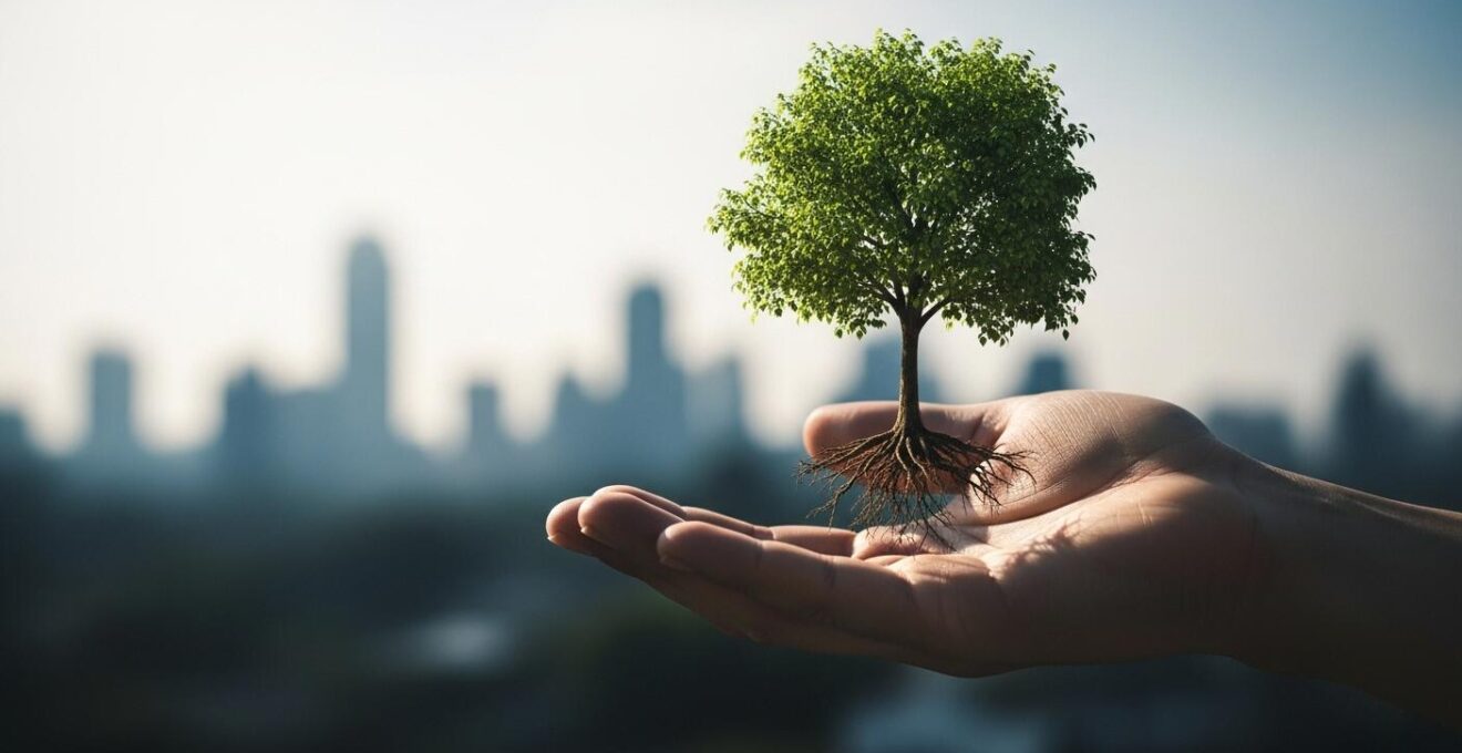 Illustration symbolique des services écosystémiques fournis par la nature en ville