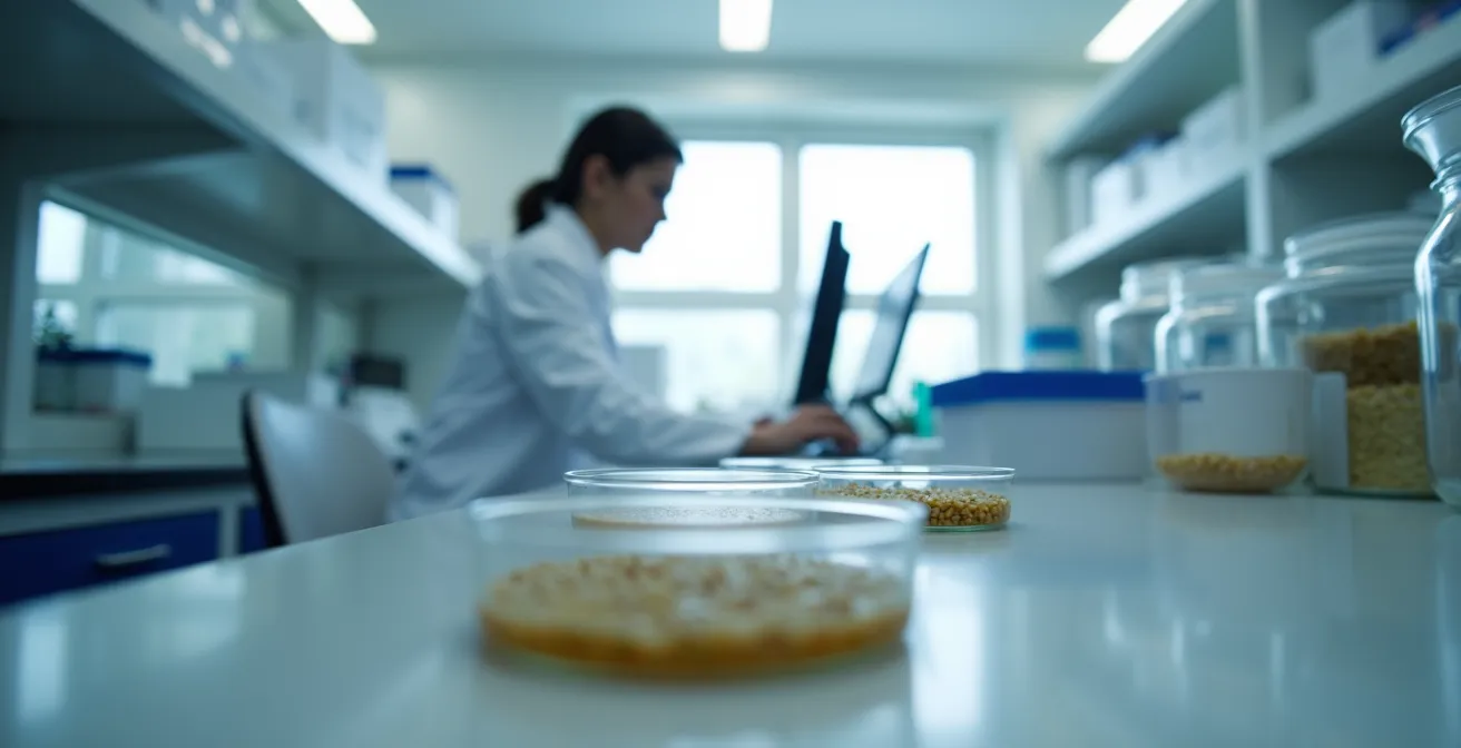 Scientifique analysant des échantillons de graines dans un laboratoire moderne